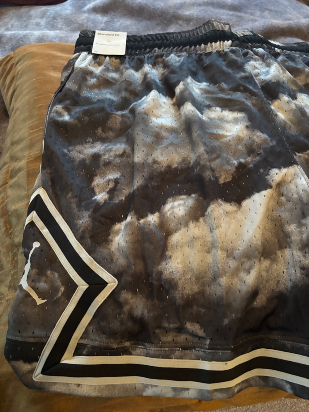 Jordan Black and White Tie-Dye Basketball Shorts with Contrast Hem - Picture 10 of 12